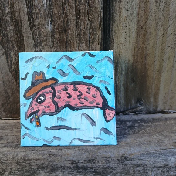 Fish In Hat Painting Mini - Picture 4 of 12